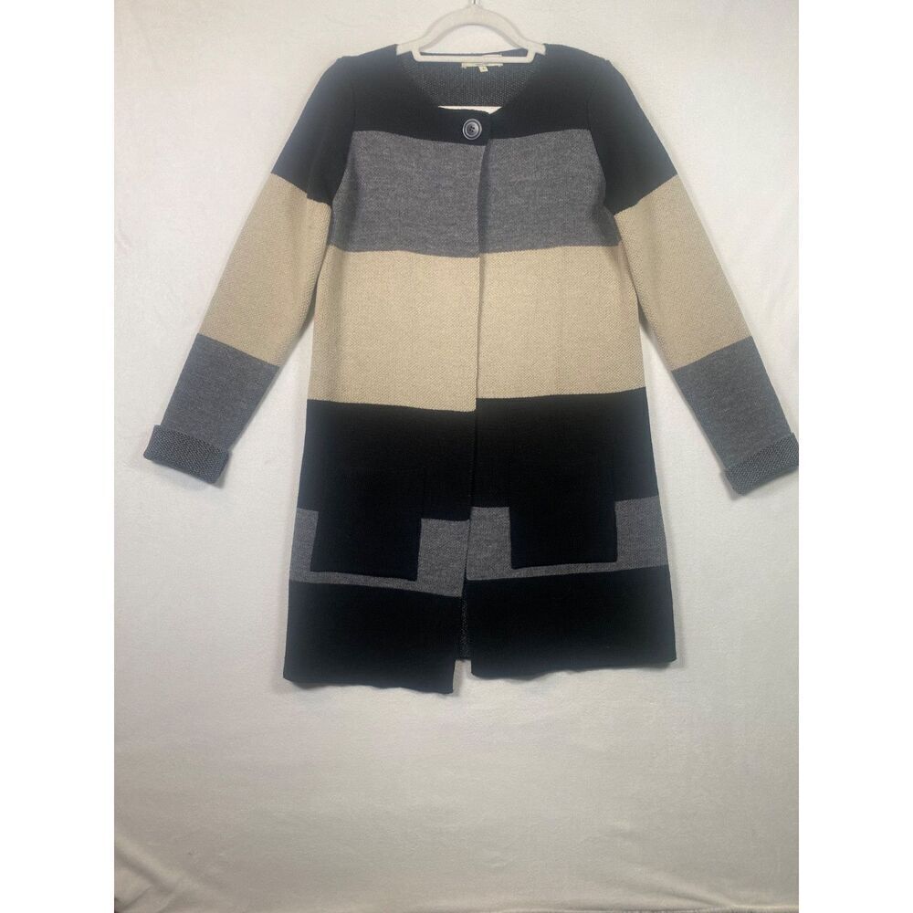COCOGIO Made in Italy Wool Blend Cardigan Coatigan One Button Size Small